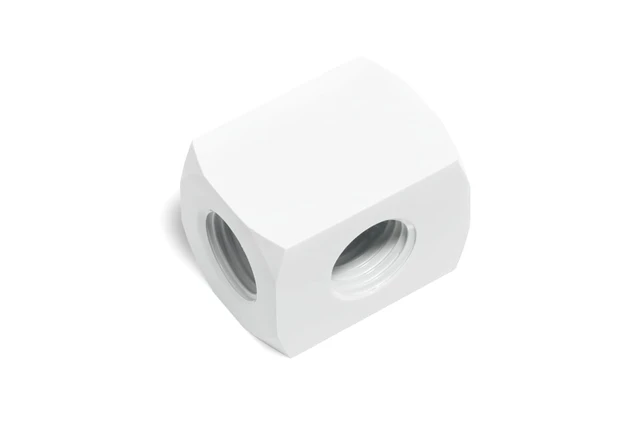 Alt view image 14 of 15 - Alphacool HF Connection Terminal TEE T-piece Round G1/4 - White Fitting, Brass (17629)