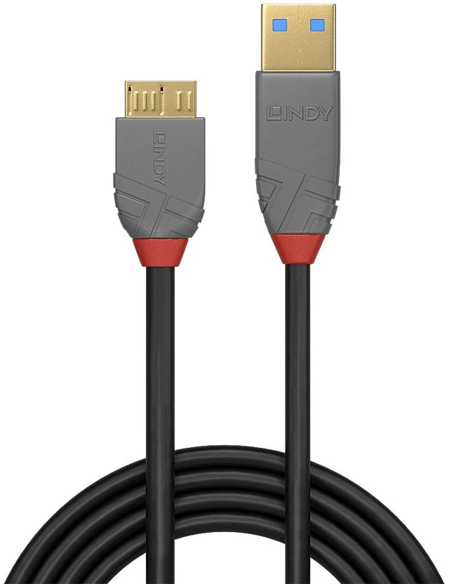 Alt view image 4 of 4 - Lindy 1m USB 3.2 Type A to Micro-B Cable, 5Gbps, Anthra Line - 36766