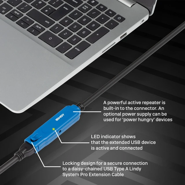 Alt view image 9 of 9 - Lindy 5m USB 3.2 Gen 1 C/A Active Extension Pro - 43380