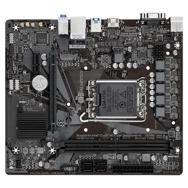 Alt view image 4 of 5 - Gigabyte H610M H V2 Motherboard - Supports Intel Core 14th CPUs, 4+1+1 Hybrid Digital VRM, up to 5600MHz DDR5, 1xPCIe 3.0 M.2, GbE LAN, USB 3.2 Gen 1