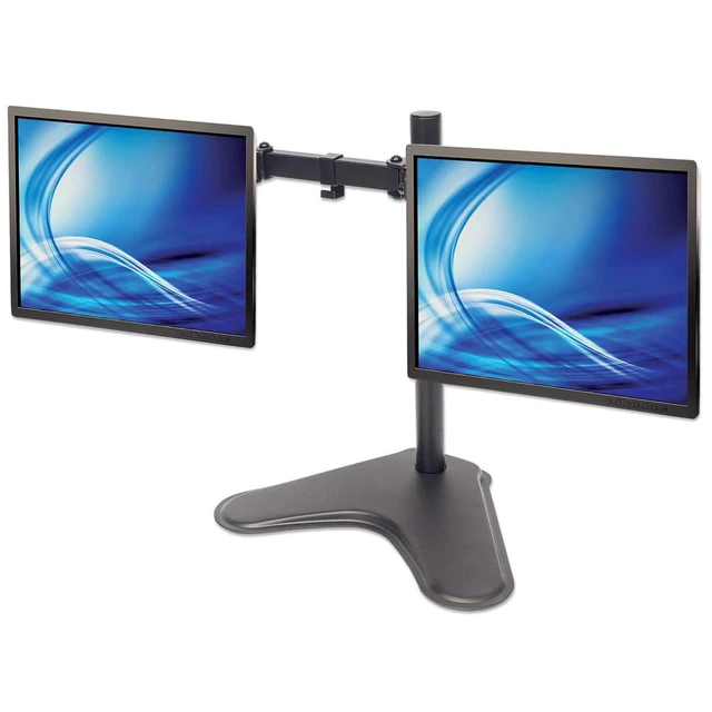 Alt view image 19 of 20 - Manhattan Universal Dual Monitor Stand With Double-Link Swing Arms