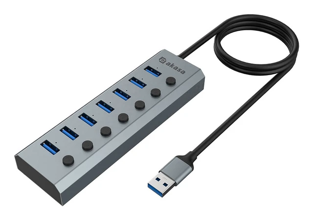 Main image of Akasa AK-HB-21BKCM interface hub USB 3.2 Gen 1 (3.1 Gen 1) Type-A 5000 Mbit/s Aluminium
