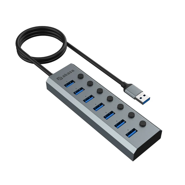 Alt view image 2 of 4 - Akasa AK-HB-21BKCM interface hub USB 3.2 Gen 1 (3.1 Gen 1) Type-A 5000 Mbit/s Aluminium
