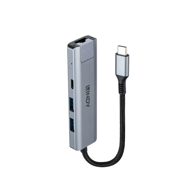 Alt view image 3 of 5 - Lindy USB 3.2 Gen 2 Type C Hub & Gigabit Ethernet