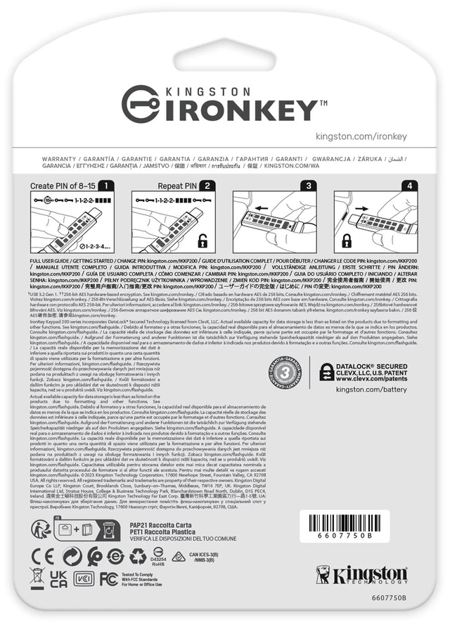 Alt view image 8 of 9 - Kingston Ironkey Keypad 200 USB-C 256GB Encrypted Flash Drive | OS Independent | FIPS 140-3 Level 3 | XTS-AES 256-bit | BadUSB and Brute Force Protection | Multi-Pin Option | IKKP200C/256GB