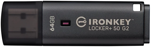 Alt view image 6 of 11 - IronKey Locker+ 50 G2 USB Flash Drive - 64 GB - USB 3.0, USB 3.1, USB 3.2 (Gen 1), USB Type A - 145 MB/s Read Speed - 115 MB/s Write Speed - 256-bit AES-XTS, 256-bit AES - TAA Compliant