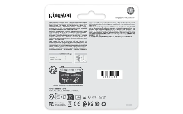 Alt view image 10 of 11 - IronKey Locker+ 50 G2 USB Flash Drive - 64 GB - USB 3.0, USB 3.1, USB 3.2 (Gen 1), USB Type A - 145 MB/s Read Speed - 115 MB/s Write Speed - 256-bit AES-XTS, 256-bit AES - TAA Compliant