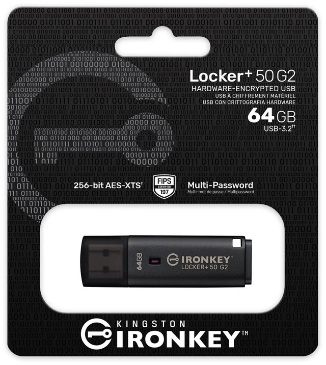Alt view image 9 of 11 - IronKey Locker+ 50 G2 USB Flash Drive - 64 GB - USB 3.0, USB 3.1, USB 3.2 (Gen 1), USB Type A - 145 MB/s Read Speed - 115 MB/s Write Speed - 256-bit AES-XTS, 256-bit AES - TAA Compliant