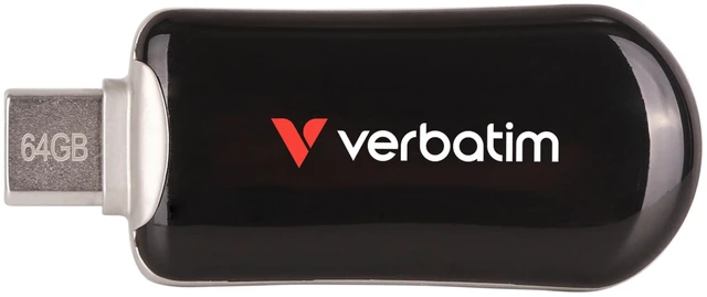 Alt view image 13 of 17 - Verbatim 64GB Plectra USB-C Flash Drive - Black - 64 GB - USB 3.2 (Gen 1) Type C - Black