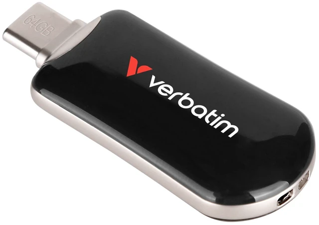 Alt view image 15 of 17 - Verbatim 64GB Plectra USB-C Flash Drive - Black - 64 GB - USB 3.2 (Gen 1) Type C - Black