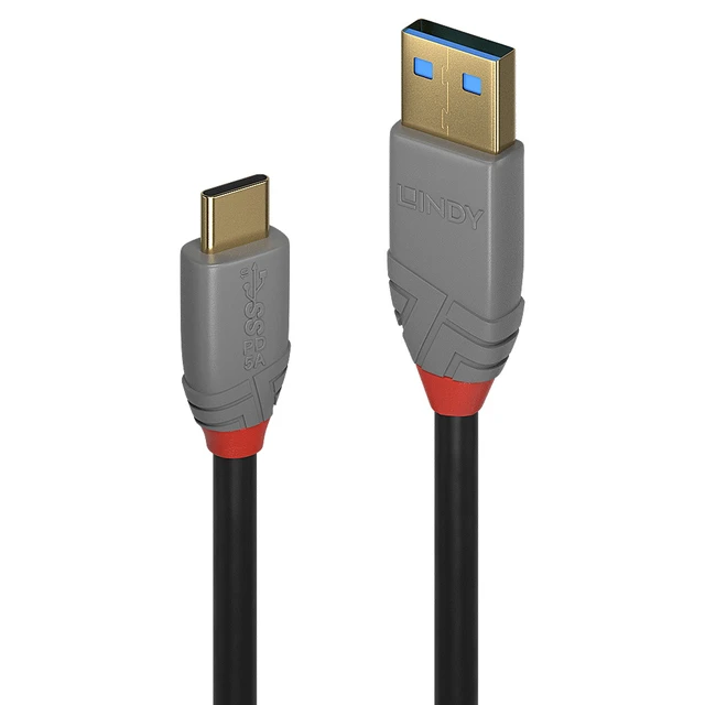 Alt view image 3 of 4 - Lindy 2m USB 3.2 Type A to C Cable, 10Gbps, 5A, PD, Anthra Line - 36913
