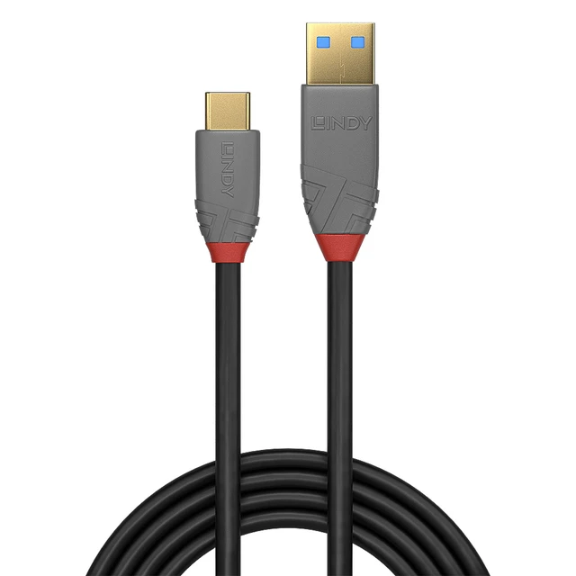 Alt view image 4 of 4 - Lindy 2m USB 3.2 Type A to C Cable, 10Gbps, 5A, PD, Anthra Line - 36913