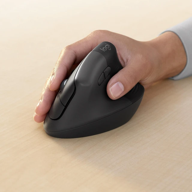 Alt view image 10 of 11 - Logitech Lift for Business - Vertical mouse - ergonomic - 6 buttons - wireless - Bluetooth, 2.4 GHz - Logitech Logi Bolt