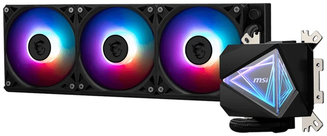 Alt view image 8 of 12 - MSI MAG CORELIQUID I360 AIO CPU Liquid Cooler - Enlarged Copper Cold Plate, ARGB Blockhead & LDB Fans, Dual-Chamber Water Block, Split-Flow Radiator, Mystic Light Supported - Intel & AMD Compatible