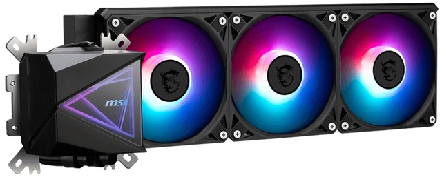 Alt view image 9 of 12 - MSI MAG CORELIQUID I360 AIO CPU Liquid Cooler - Enlarged Copper Cold Plate, ARGB Blockhead & LDB Fans, Dual-Chamber Water Block, Split-Flow Radiator, Mystic Light Supported - Intel & AMD Compatible