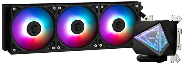 Alt view image 10 of 12 - MSI MAG CORELIQUID I360 AIO CPU Liquid Cooler - Enlarged Copper Cold Plate, ARGB Blockhead & LDB Fans, Dual-Chamber Water Block, Split-Flow Radiator, Mystic Light Supported - Intel & AMD Compatible