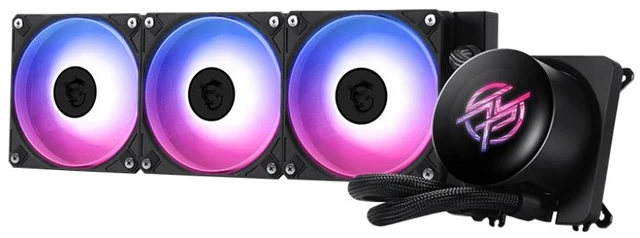 Alt view image 8 of 9 - MSI MPG CORELIQUID P13 360 AIO CPU Liquid Cooler - Full-Plane & Screwless Copper Base, Improved Water Channel Design, ARGB GEN2, CycloBlade 9, Split-Flow Radiator, Rifle Bearing Fans