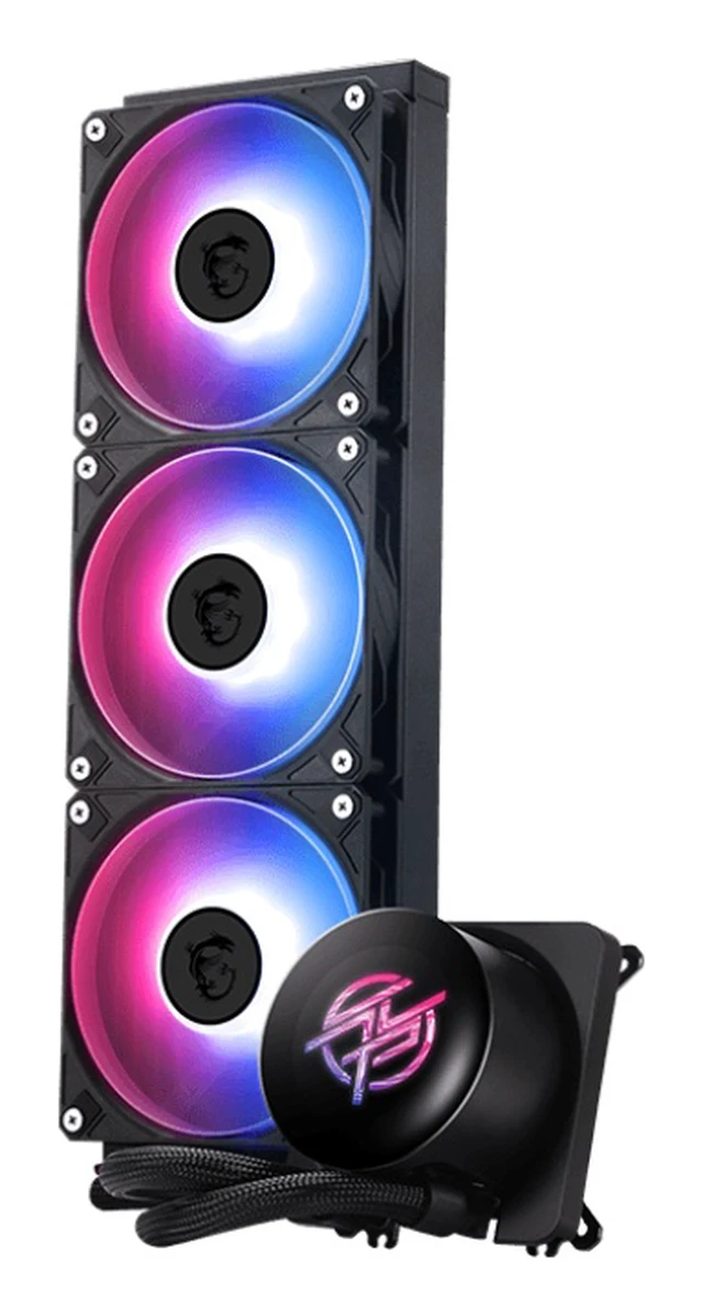 Alt view image 9 of 9 - MSI MPG CORELIQUID P13 360 AIO CPU Liquid Cooler - Full-Plane & Screwless Copper Base, Improved Water Channel Design, ARGB GEN2, CycloBlade 9, Split-Flow Radiator, Rifle Bearing Fans