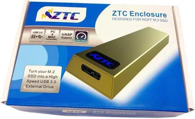 Alt view image 6 of 6 - ZTC Thunder Enclosure NGFF M.2 SSD to USB 3.0 Adapter. Support UASP SuperSpeed 6Gb/s 520MB/s Gold Model ZTC-EN004-G