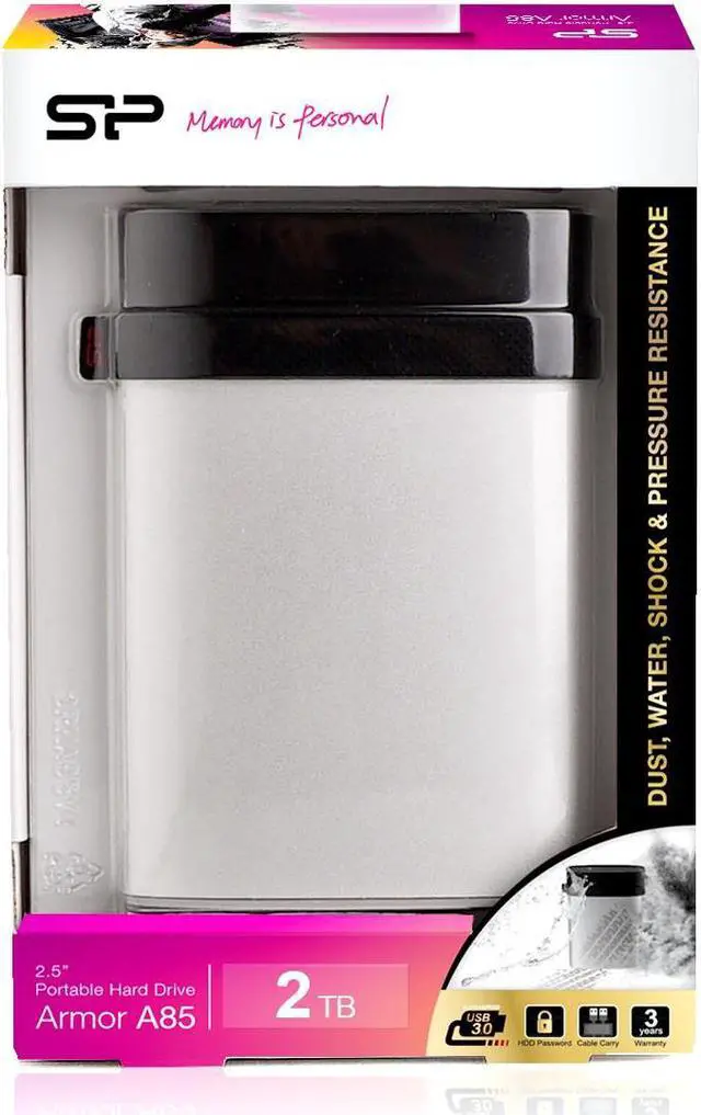 Alt view image 4 of 7 - 2TB Silicon Power Armor A85 Silver USB3.0 Rugged Portable Hard Drive