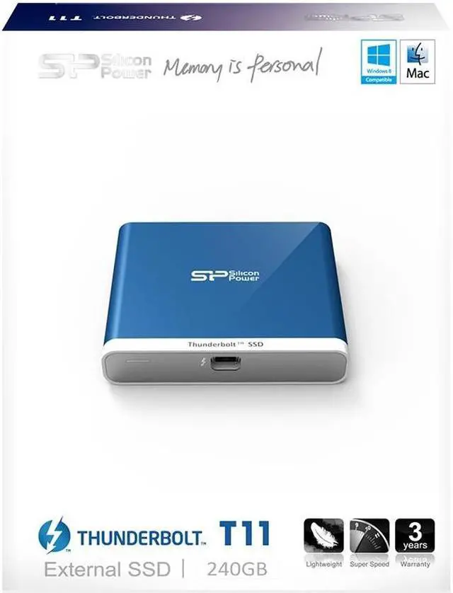 Alt view image 11 of 11 - Silicon Power 240GB Thunderbolt T11 Portable External SSD Solid State Drive with Cable Blue