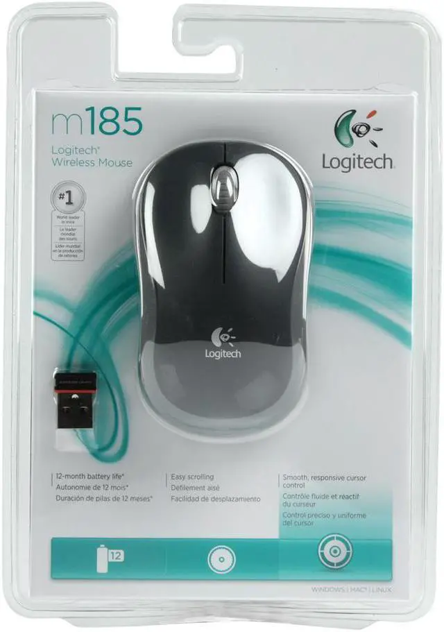 Alt view image 3 of 3 - Logitech M185 Wireless Mouse Grey