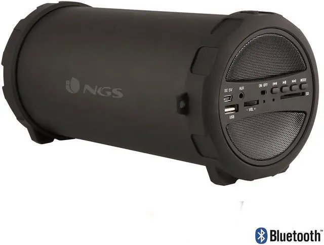 Alt view image 2 of 5 - NGS Roller Flow 20W Bluetooth Speaker with FM Radio, USB Port, AUX Input and MicroSD Slot