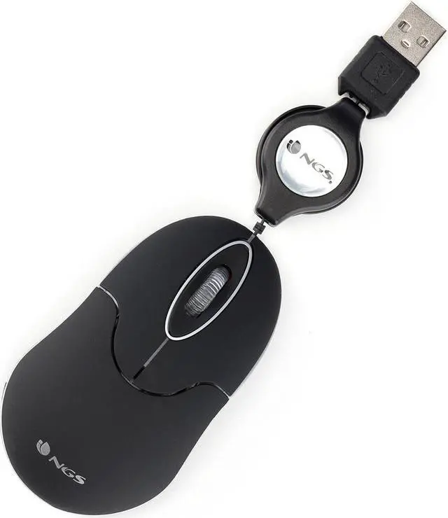 Alt view image 5 of 8 - NGS Sin - Optical Mouse with Retractable USB Cable and Scroll-wheel, 1000 DPI - Black