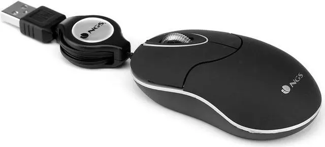 Alt view image 3 of 8 - NGS Sin - Optical Mouse with Retractable USB Cable and Scroll-wheel, 1000 DPI - Black