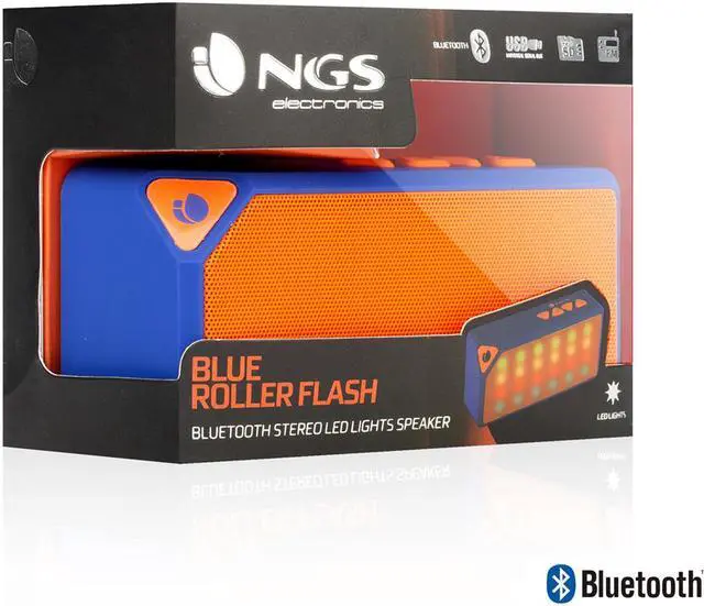 Alt view image 4 of 4 - NGS Roller Flash LED Bluetooth Speaker with USB Port, MicroSD slot and FM Radio - Blue Edition