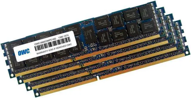 Alt view image 2 of 6 - OWC 64GB ( 4x16GB ) PC3-10600 DDR3 ECC 1333MHz SDRAM DIMM 240 Pin Memory Upgrade kit For MacPro 'Nehalem'& Westmere' models.Perfect For the Mac Pro 8-core and Quad-core Xeon systems.OWC1333D3X9M064