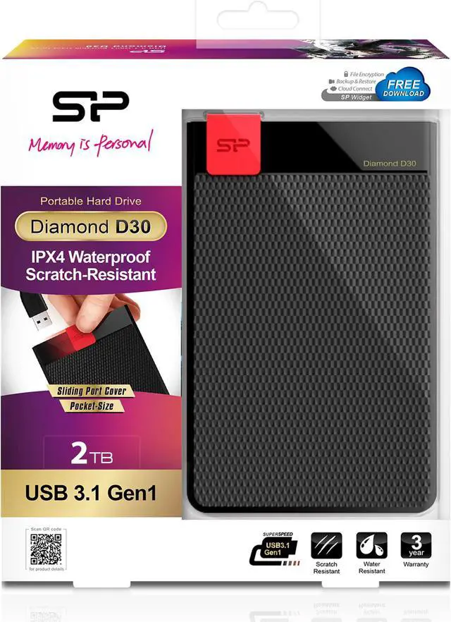 Alt view image 5 of 8 - 2TB Silicon Power D30 USB3.0 Ultra-Slim 10.4mm Portable Hard Drive