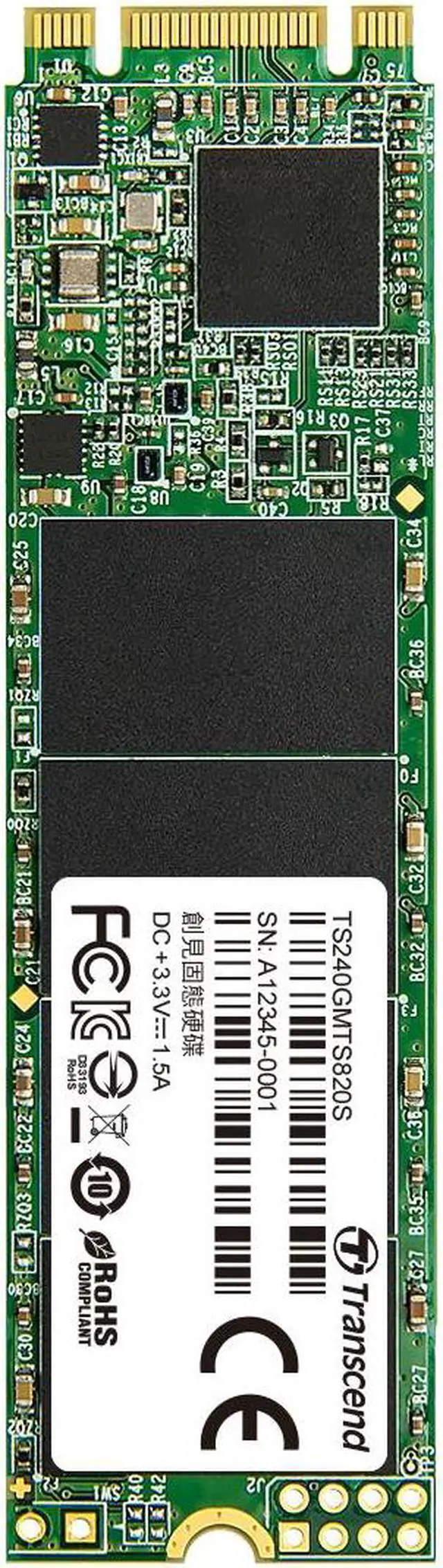 Alt view image 4 of 16 - 240GB Transcend M.2 SATA III 6Gb/s SSD MTS820S 3D TLC Flash 80mm Form Factor