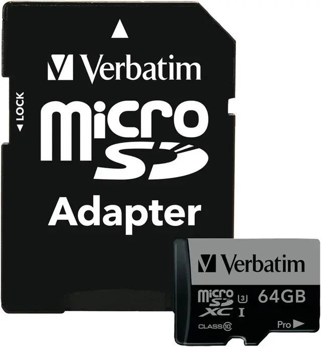 Alt view image 10 of 20 - Verbatim Memory Card microSDXC w/Adapter 64GB BK/GY 47042