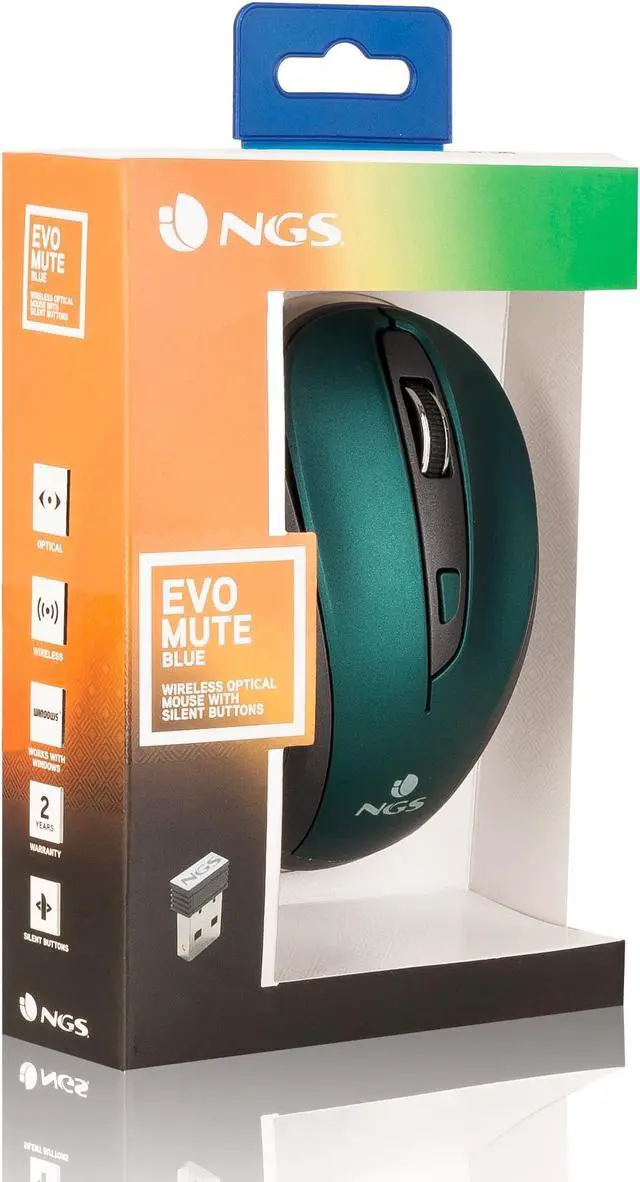 Alt view image 5 of 5 - NGS 2.4GHz Wireless Optical Silent Mouse, 5 Buttons + Scroll Wheel - Evo Mute Blue