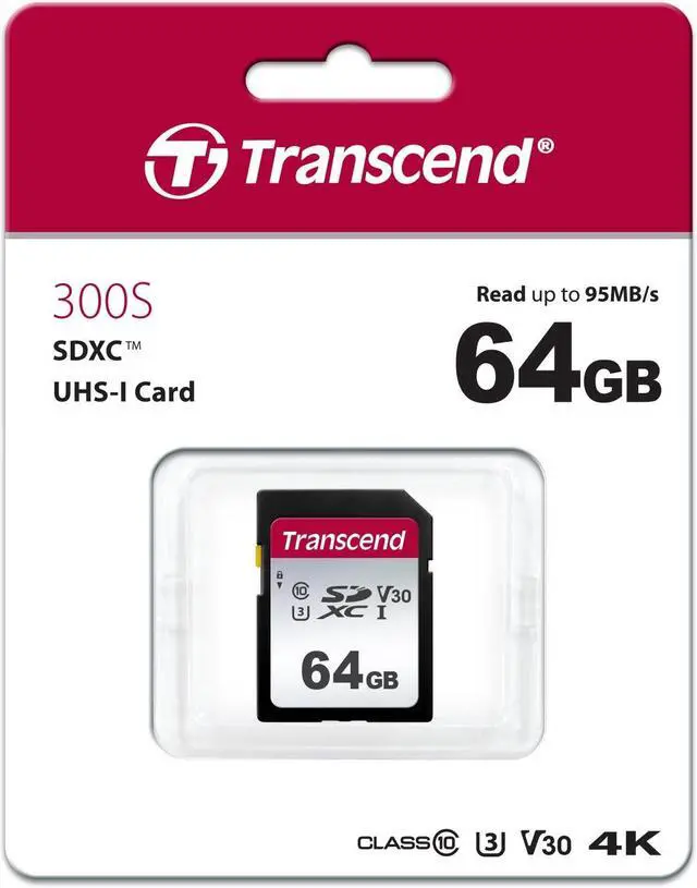 Alt view image 2 of 16 - 64GB Transcend 300S SDXC UHS-I U3 V30 SD Memory Card CL10 95MB/sec