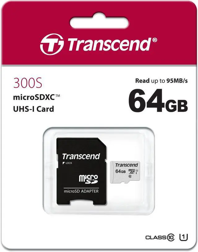 Alt view image 3 of 20 - 64GB Transcend 300S microSDXC UHS-I CL10 Memory Card with SD Adapter 95MB/sec