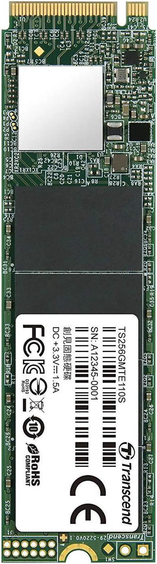 Alt view image 9 of 13 - transcend 256gb nvme pcie gen3 x4 mte110s m.2 ssd solid state drive ts256gmte110s