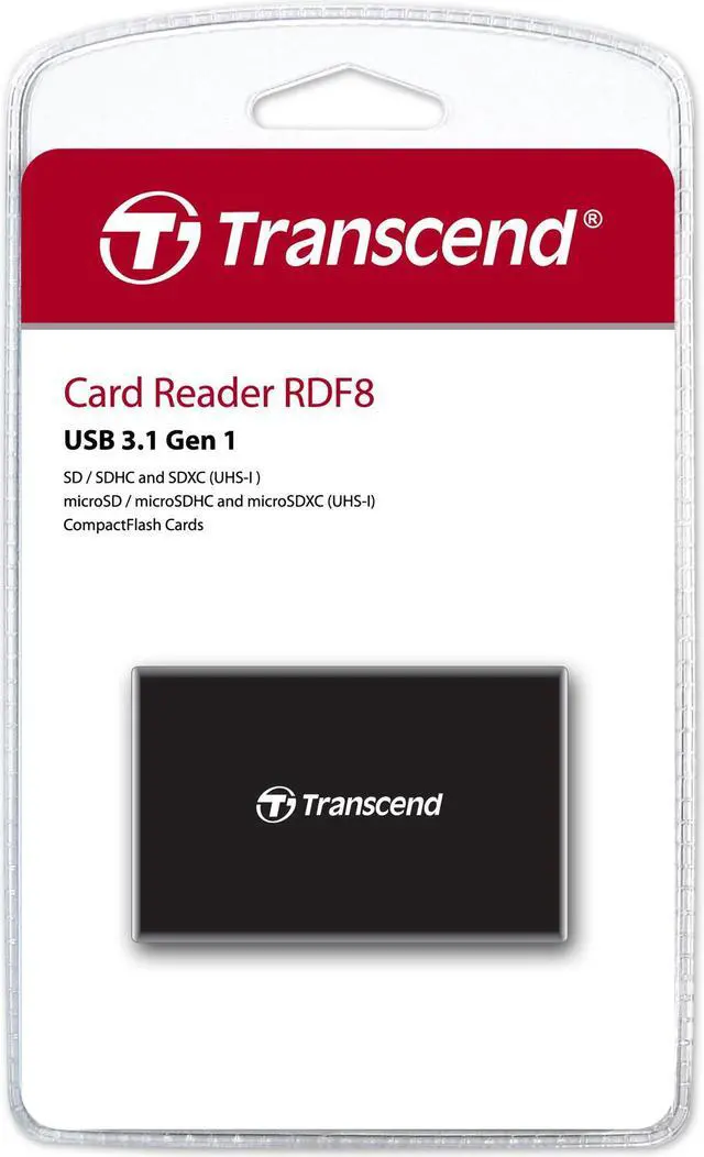Alt view image 3 of 17 - Transcend RDF8 USB3.1 Gen 1 All-In-One Multi Card Reader Black