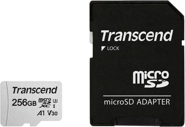 Alt view image 2 of 14 - Transcend 256GB 300S microSDXC CL10 V30 A1 Memory Card with SD Adapter