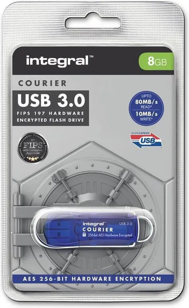 Alt view image 3 of 5 - integral 8gb courier fips 197 encrypted usb 3.0