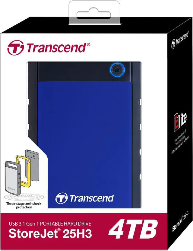 Alt view image 6 of 20 - Transcend StoreJet 25H3 4 TB 2.5" External Hard Drive - SATA - Portable