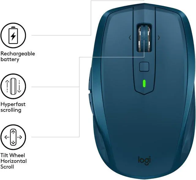 Alt view image 5 of 5 - Logitech MX Anywhere 2S Wireless Bluetooth Mouse - Blue