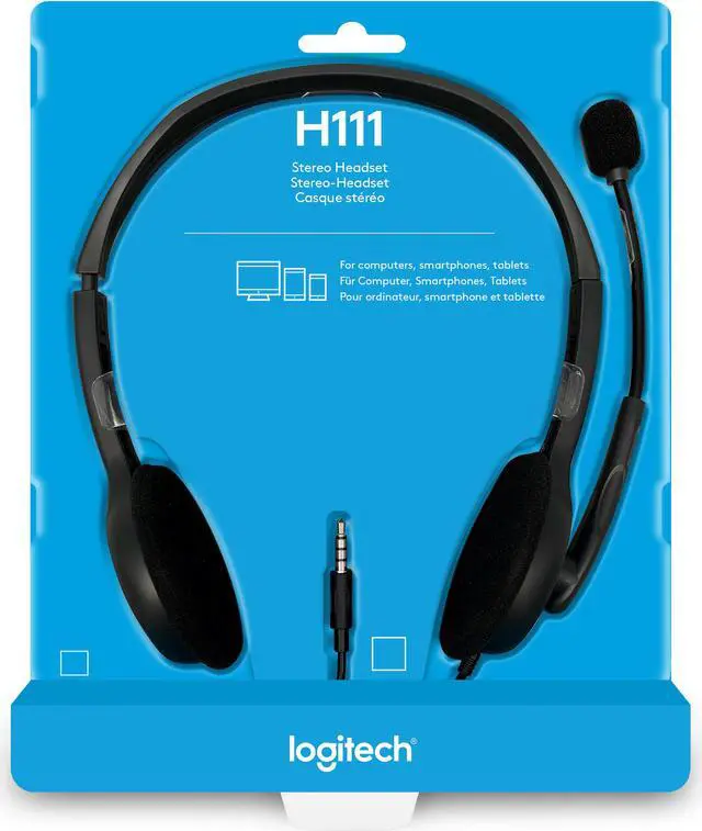 Alt view image 3 of 7 - Logitech H111 Binaural Stereo Headset - Grey