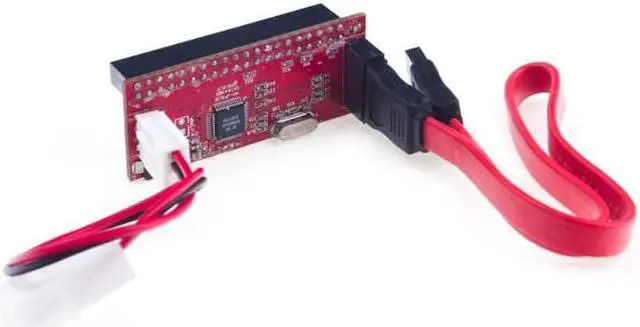 Alt view image 3 of 3 - NEON SATA to IDE Interface Converter includes Data and Power Cables.  Use any SATA Hard Drive in an IDE system. Vertical Model 016A-HDAD