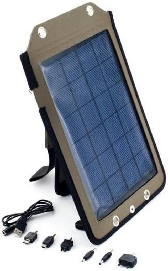 Main image of NEON Portable Solar Charger and Battery Pack. USB Cable and 6 tips supplied, allow users to use their own USB Cables 830mA Model NEO-YG-050