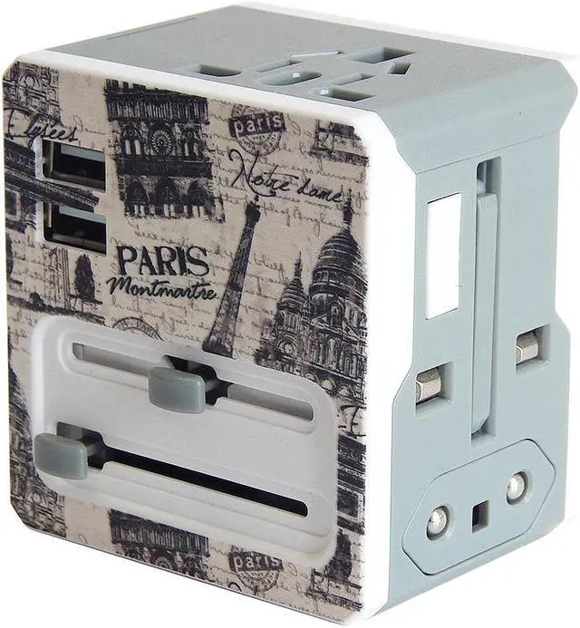 Alt view image 8 of 10 - Retro Series Worldwide Travel Power Adapter with 2 USB ports 5V / 2.1A - Paris Edition Model A7-RetroPar