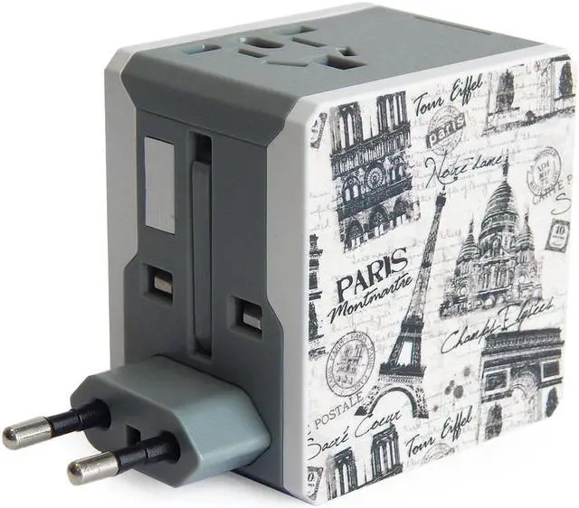 Alt view image 9 of 10 - Retro Series Worldwide Travel Power Adapter with 2 USB ports 5V / 2.1A - Paris Edition Model A7-RetroPar
