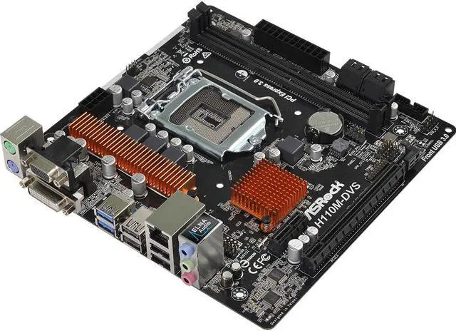 Alt view image 3 of 5 - Asrock H110M-DVS R3.0 Intel 1151 Micro ATX DDR4-SDRAM Motherboard