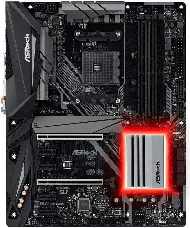 Alt view image 7 of 17 - ASRock AMD X470 Master SLI Socket AM4 DDR4 ATX Motherboard (X470 MASTER SLI)